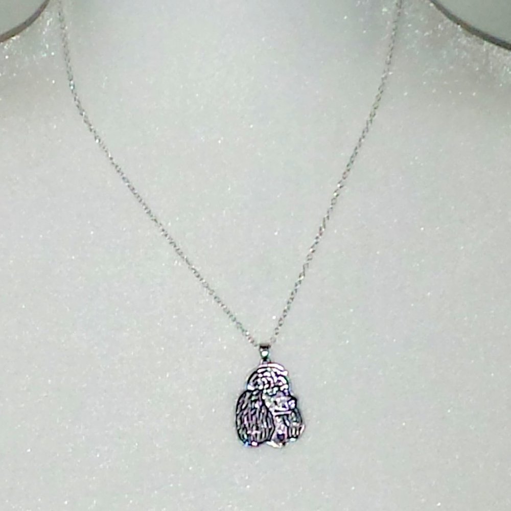 Silver Vintage Style Poodle Bust Pendant